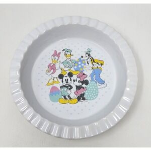 Disney Happy Easter Stoneware Pie Plate Mickey Minnie Donald Daisy Goofy 10"